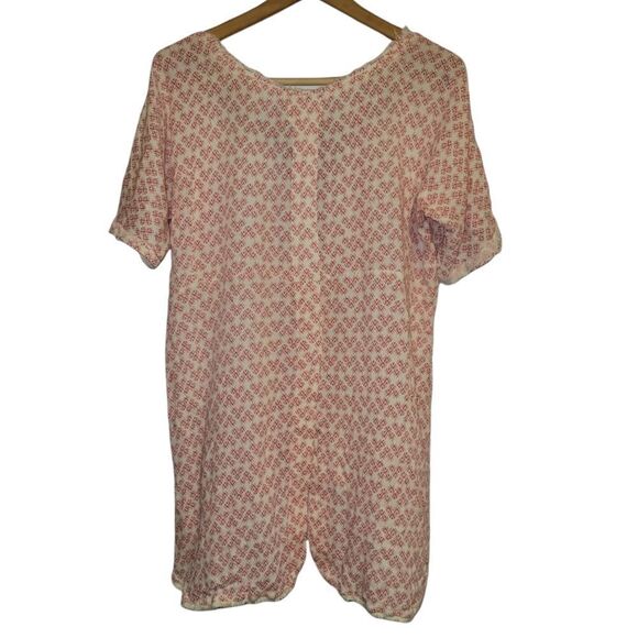 Anthropologie Embroidered Split Back IKAT embroidered Short Sleeve Tunic Top M - Picture 7 of 16